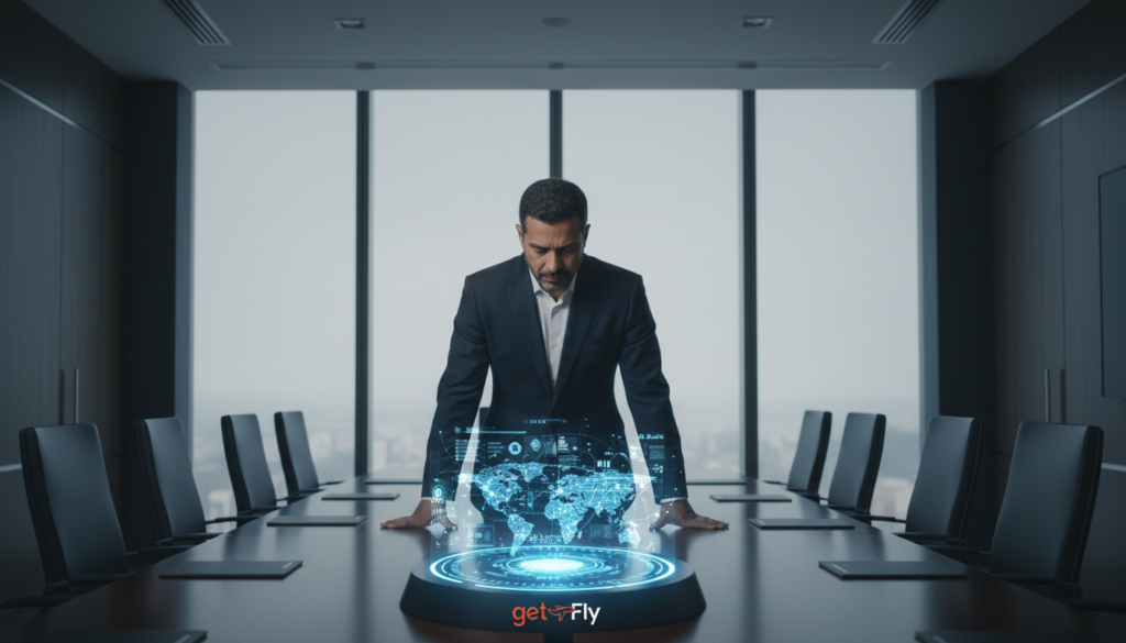 Gráfico ilustrando os desafios da gestão de viagens corporativas e as soluções de otimização com novas tecnologias.