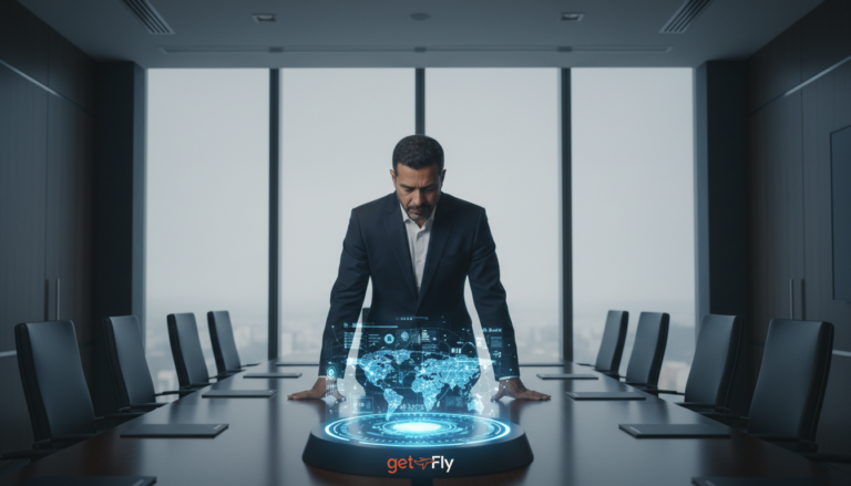 Gráfico ilustrando os desafios da gestão de viagens corporativas e as soluções de otimização com novas tecnologias.